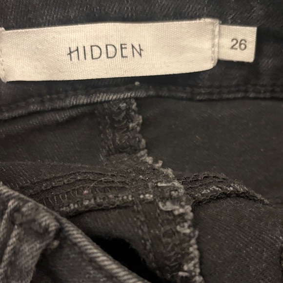 Hidden Denim Black Skinny Distressed Jeans Raw Hem Size 26 - Picture 12 of 13